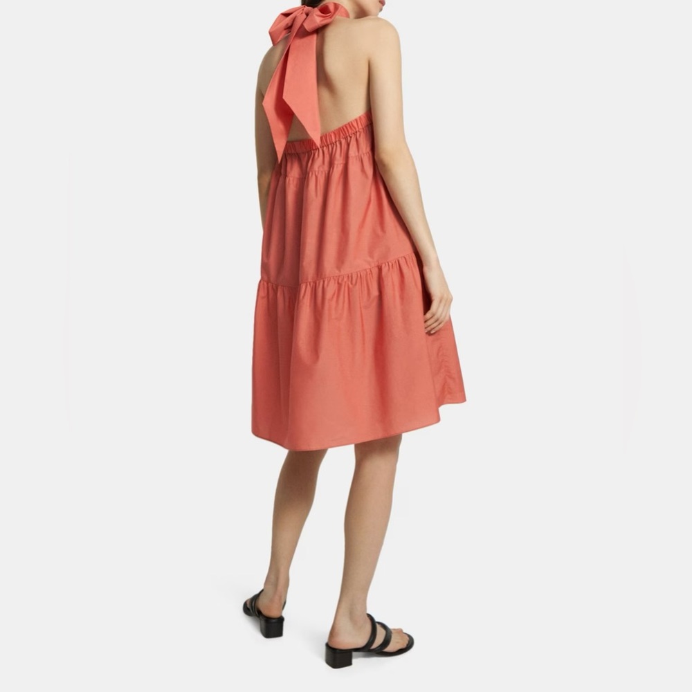 Theory Tiered Halter Mini Dress in Cotton Blend